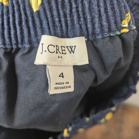 J.CREW Lemon Print Skirt Size 4 Linen-cotton Scalloped Skirt Womens Blue - Picture 4 of 5